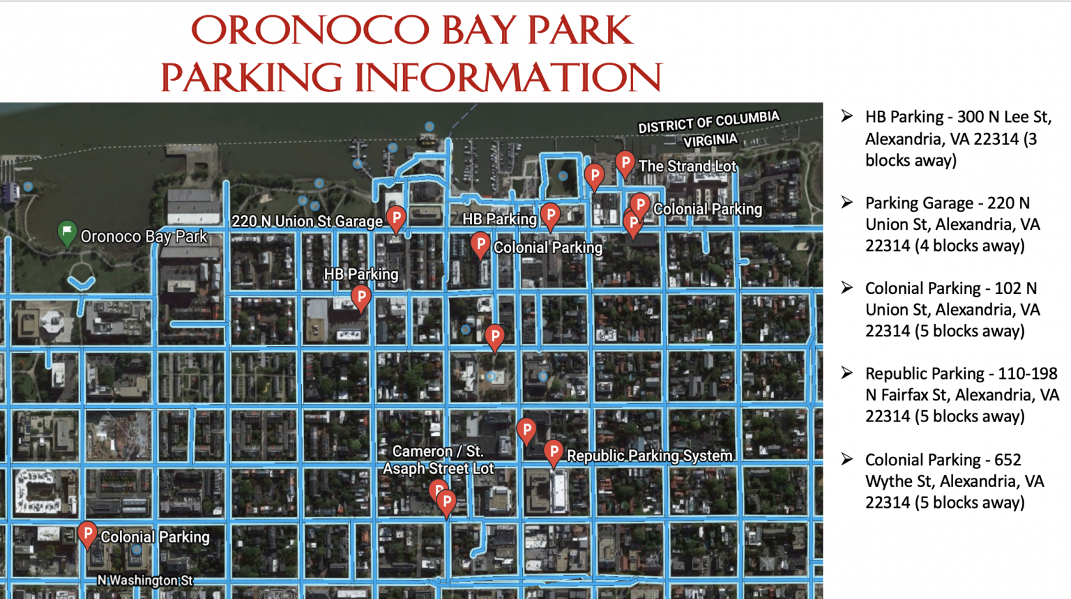 Map & Directions (Oronoco Bay Park) Around The World Cultural Food